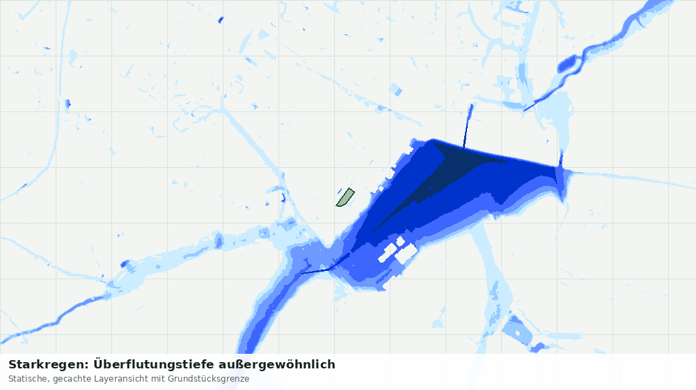 Statische Kartenansicht: Starkregen: Überflutungstiefe außergewöhnlich