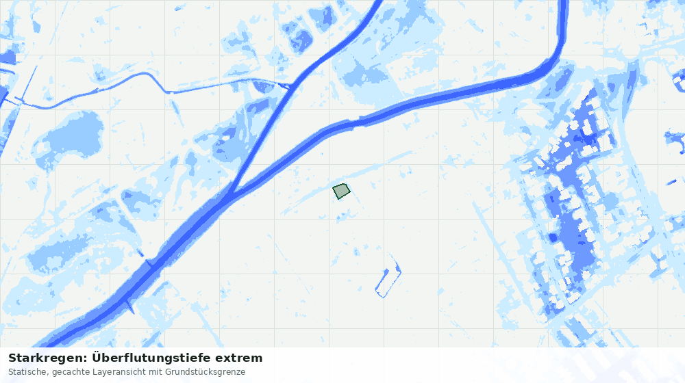 Statische Kartenansicht: Starkregen: Überflutungstiefe extrem