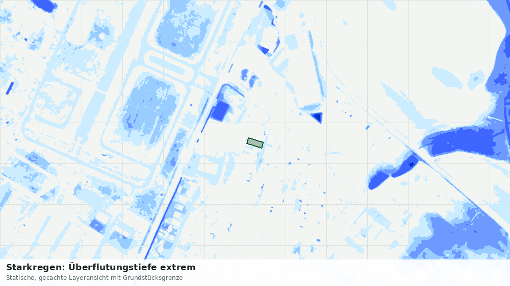 Statische Kartenansicht: Starkregen: Überflutungstiefe extrem