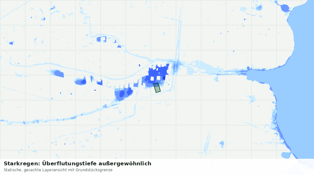 Statische Kartenansicht: Starkregen: Überflutungstiefe außergewöhnlich