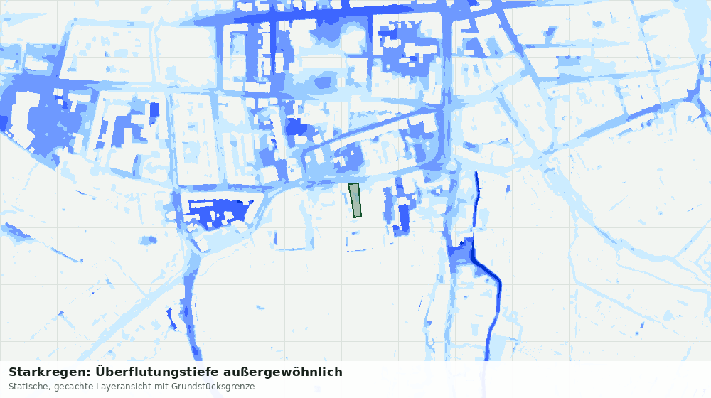 Statische Kartenansicht: Starkregen: Überflutungstiefe außergewöhnlich
