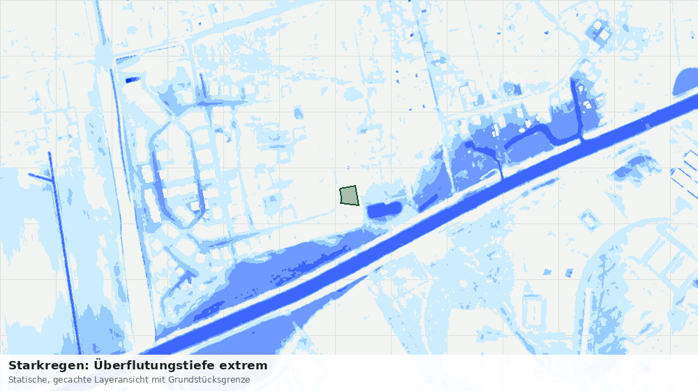 Statische Kartenansicht: Starkregen: Überflutungstiefe extrem