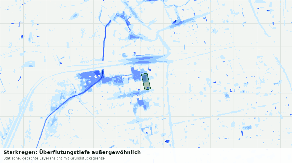 Statische Kartenansicht: Starkregen: Überflutungstiefe außergewöhnlich