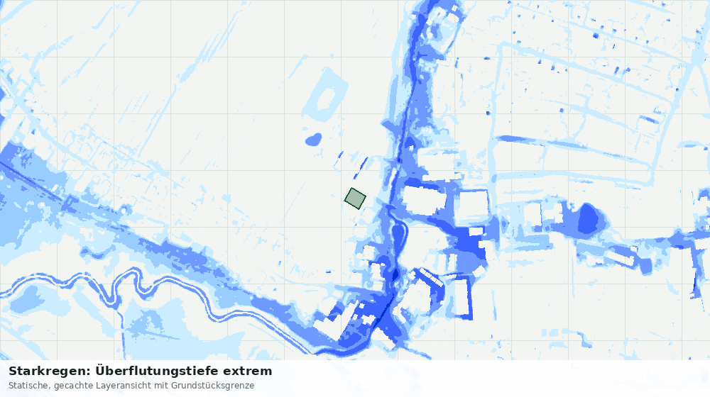 Statische Kartenansicht: Starkregen: Überflutungstiefe extrem