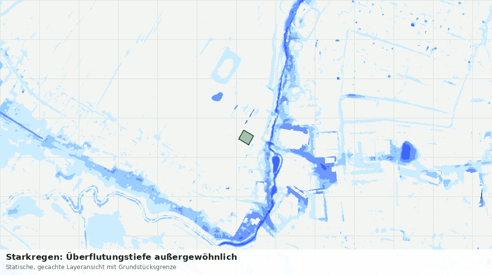 Statische Kartenansicht: Starkregen: Überflutungstiefe außergewöhnlich
