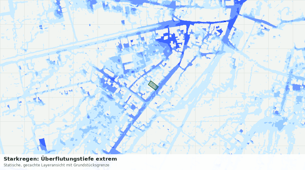 Statische Kartenansicht: Starkregen: Überflutungstiefe extrem
