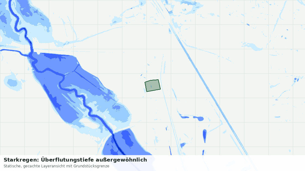 Statische Kartenansicht: Starkregen: Überflutungstiefe außergewöhnlich