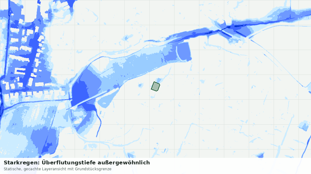 Statische Kartenansicht: Starkregen: Überflutungstiefe außergewöhnlich