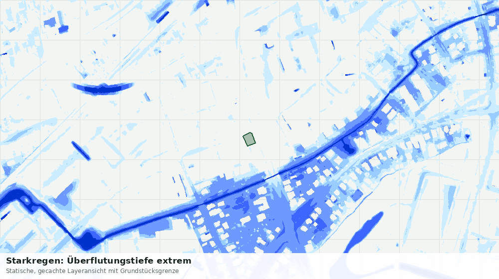 Statische Kartenansicht: Starkregen: Überflutungstiefe extrem