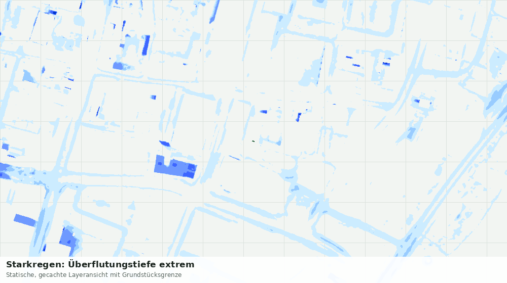 Statische Kartenansicht: Starkregen: Überflutungstiefe extrem