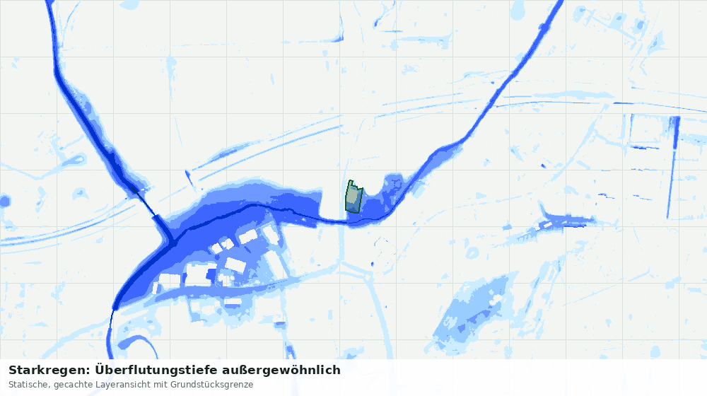 Statische Kartenansicht: Starkregen: Überflutungstiefe außergewöhnlich