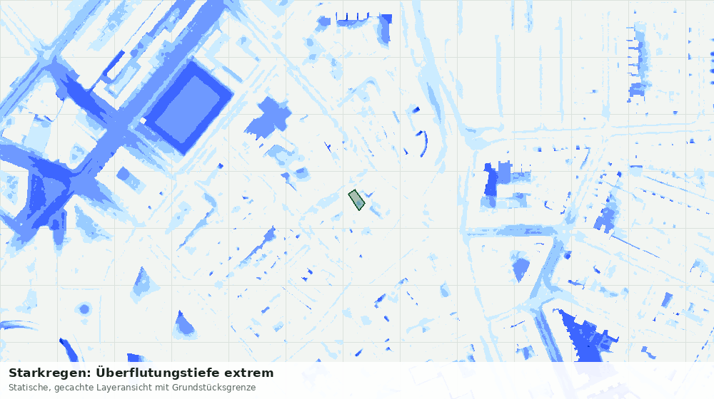Statische Kartenansicht: Starkregen: Überflutungstiefe extrem