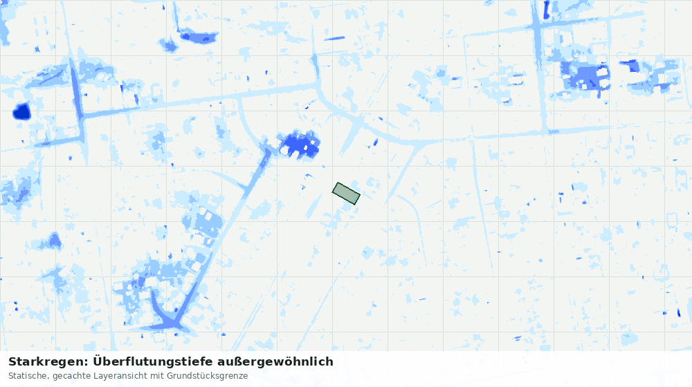Statische Kartenansicht: Starkregen: Überflutungstiefe außergewöhnlich