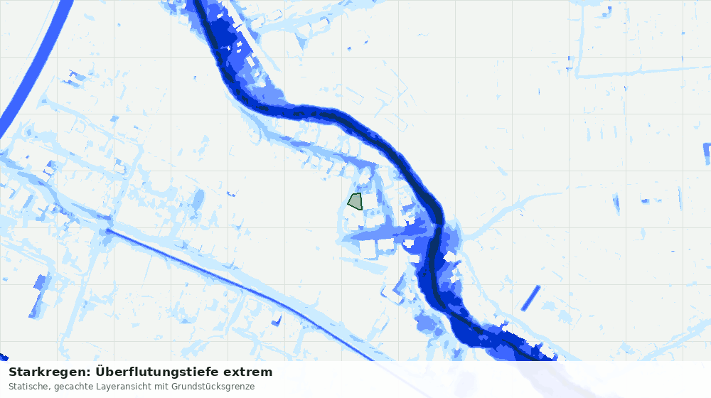 Statische Kartenansicht: Starkregen: Überflutungstiefe extrem
