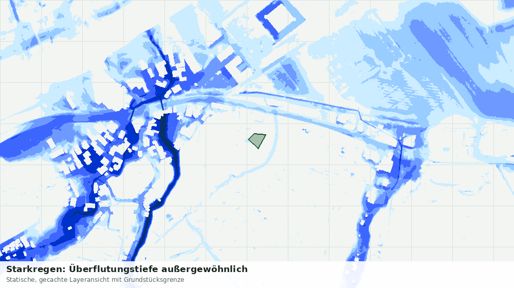 Statische Kartenansicht: Starkregen: Überflutungstiefe außergewöhnlich