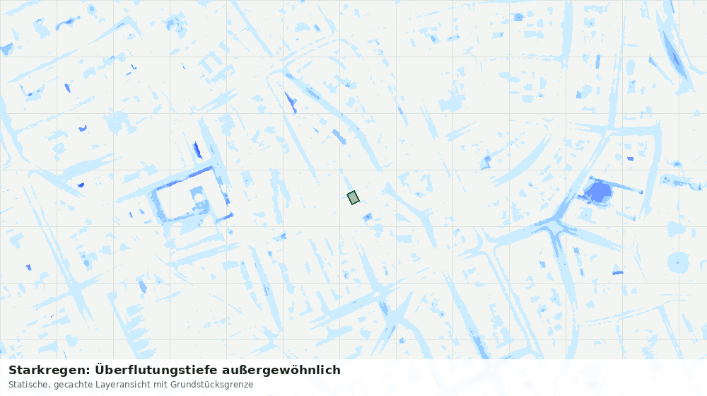 Statische Kartenansicht: Starkregen: Überflutungstiefe außergewöhnlich
