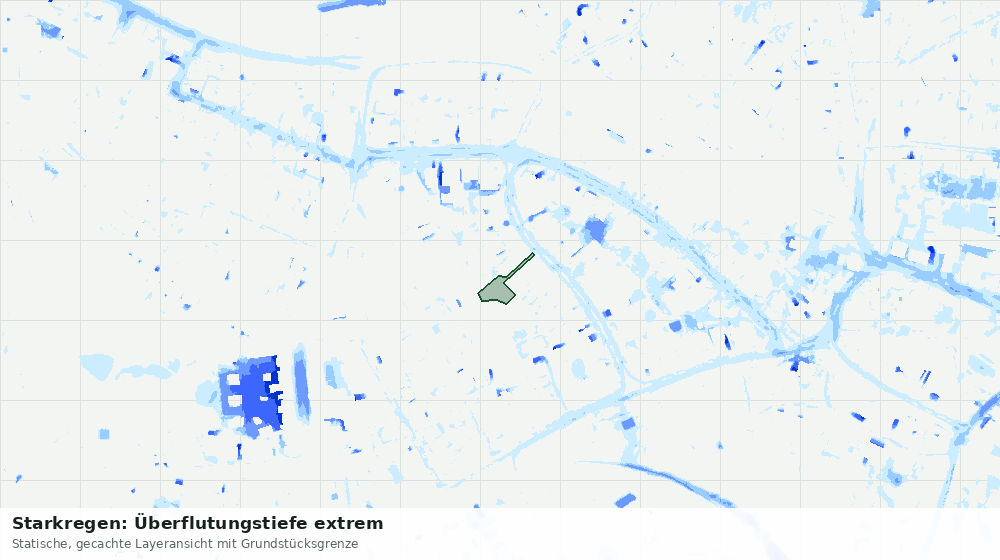 Statische Kartenansicht: Starkregen: Überflutungstiefe extrem