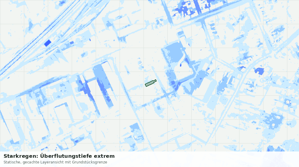 Statische Kartenansicht: Starkregen: Überflutungstiefe extrem