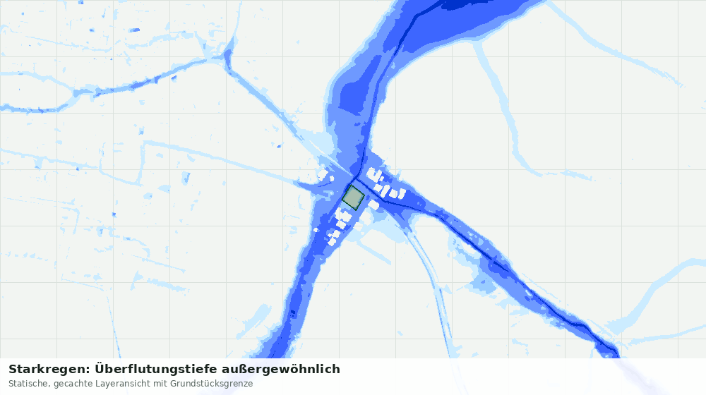 Statische Kartenansicht: Starkregen: Überflutungstiefe außergewöhnlich