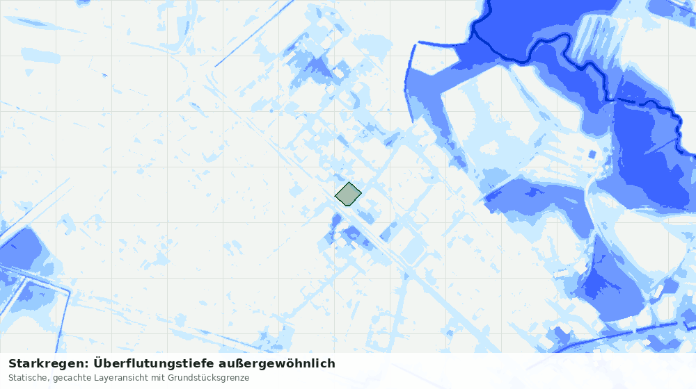 Statische Kartenansicht: Starkregen: Überflutungstiefe außergewöhnlich