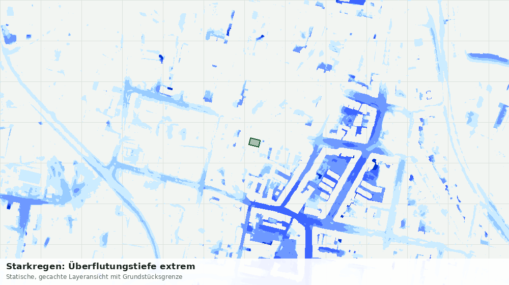 Statische Kartenansicht: Starkregen: Überflutungstiefe extrem