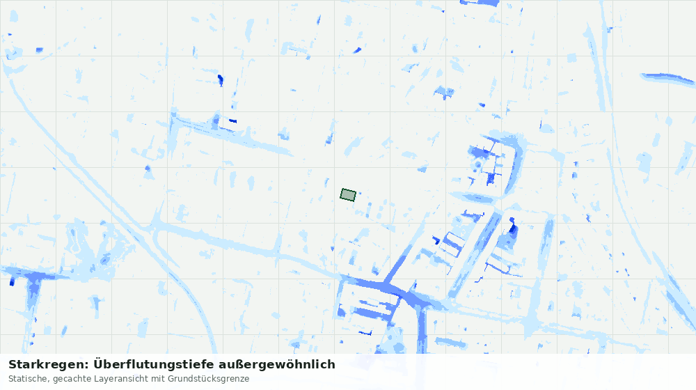 Statische Kartenansicht: Starkregen: Überflutungstiefe außergewöhnlich