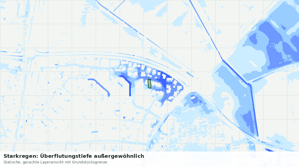 Statische Kartenansicht: Starkregen: Überflutungstiefe außergewöhnlich