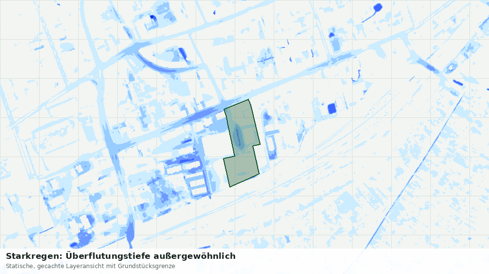 Statische Kartenansicht: Starkregen: Überflutungstiefe außergewöhnlich