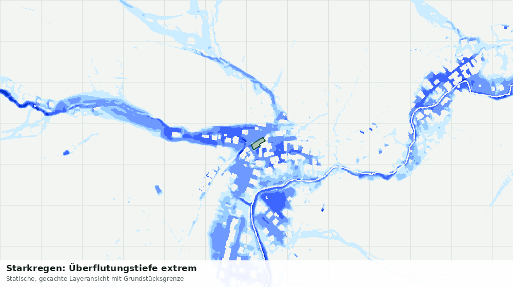 Statische Kartenansicht: Starkregen: Überflutungstiefe extrem