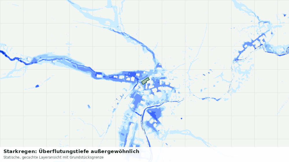 Statische Kartenansicht: Starkregen: Überflutungstiefe außergewöhnlich