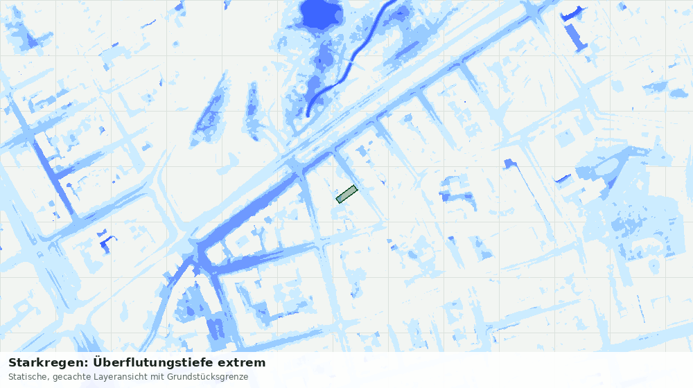 Statische Kartenansicht: Starkregen: Überflutungstiefe extrem