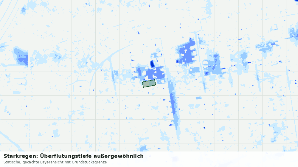Statische Kartenansicht: Starkregen: Überflutungstiefe außergewöhnlich