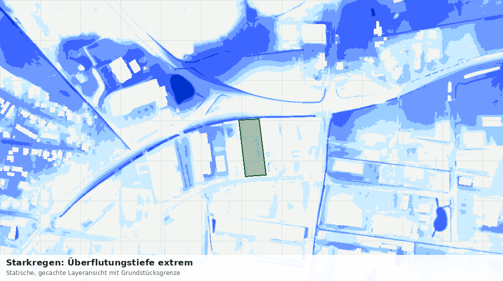 Statische Kartenansicht: Starkregen: Überflutungstiefe extrem