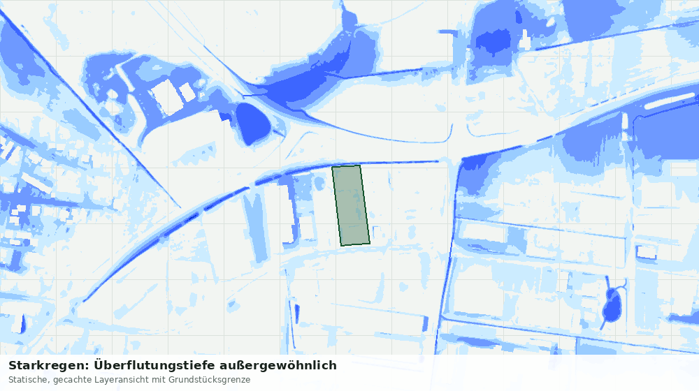 Statische Kartenansicht: Starkregen: Überflutungstiefe außergewöhnlich