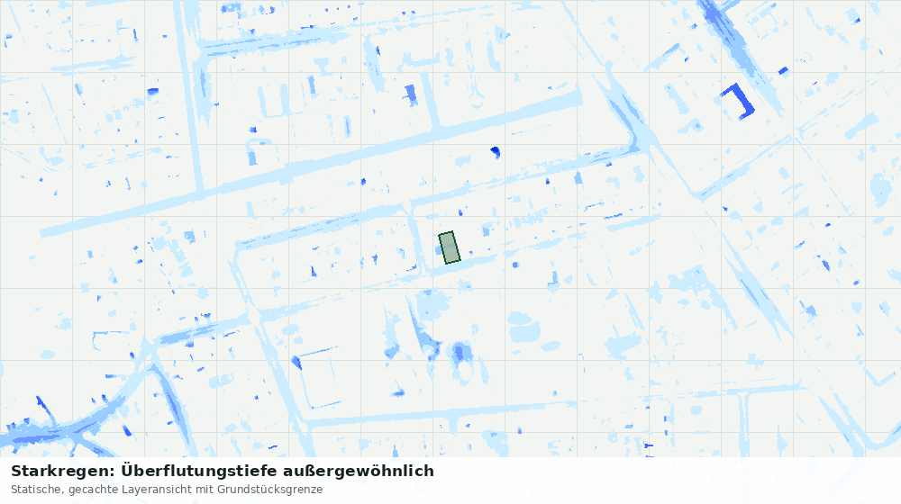 Statische Kartenansicht: Starkregen: Überflutungstiefe außergewöhnlich