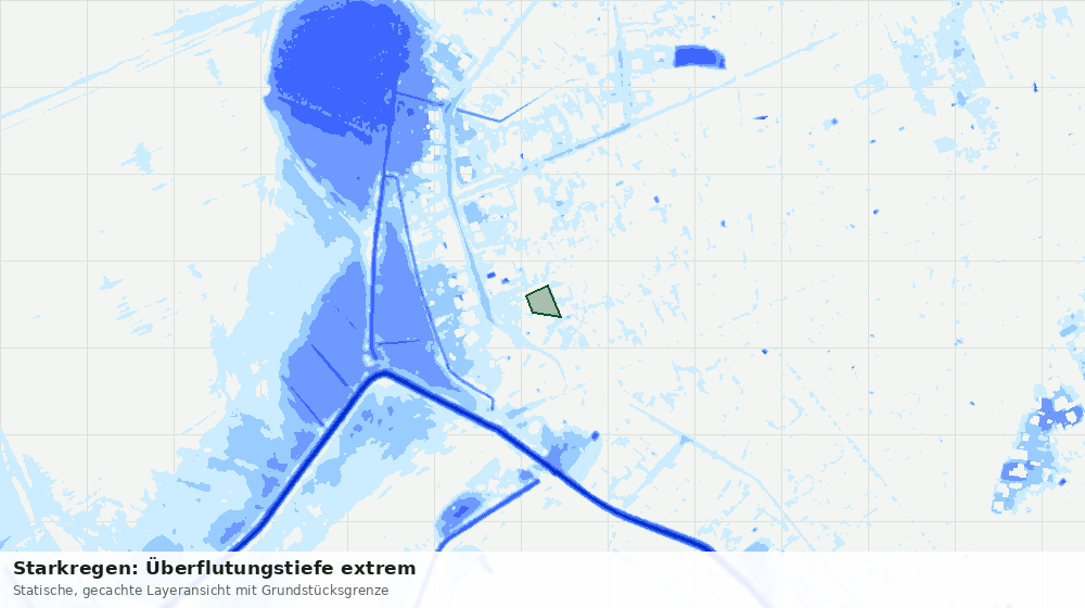 Statische Kartenansicht: Starkregen: Überflutungstiefe extrem