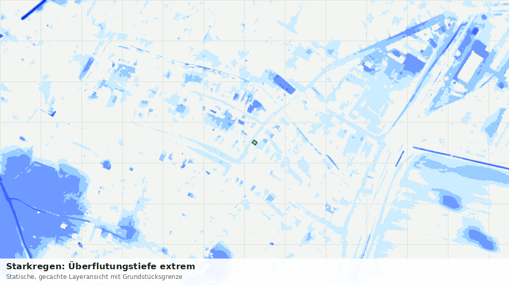 Statische Kartenansicht: Starkregen: Überflutungstiefe extrem