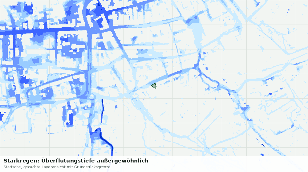 Statische Kartenansicht: Starkregen: Überflutungstiefe außergewöhnlich