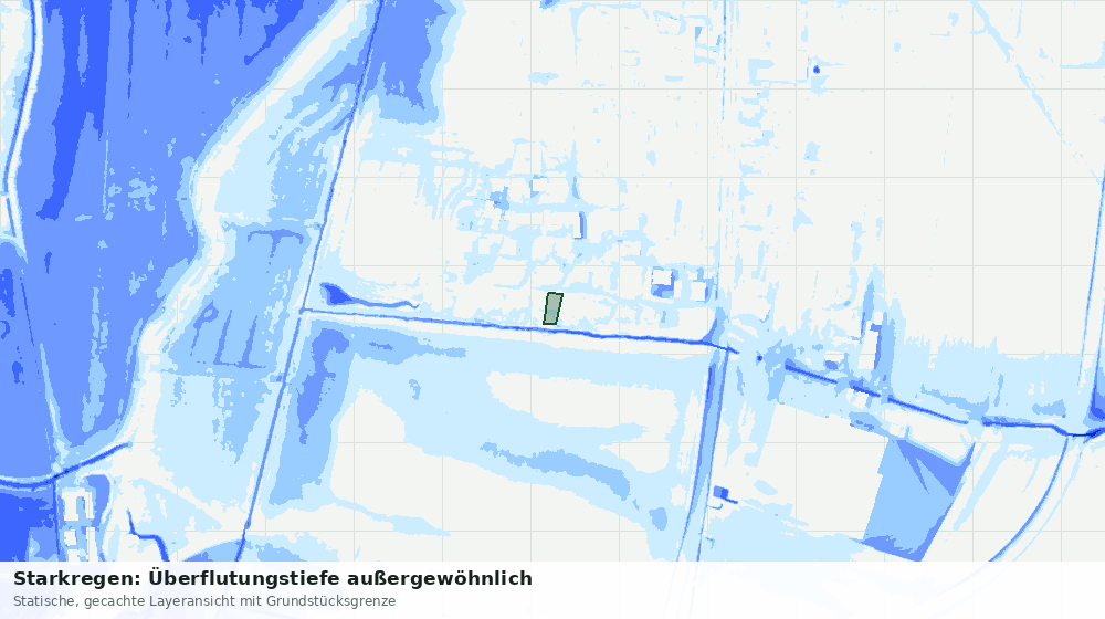 Statische Kartenansicht: Starkregen: Überflutungstiefe außergewöhnlich
