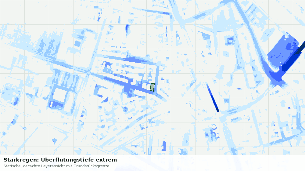 Statische Kartenansicht: Starkregen: Überflutungstiefe extrem