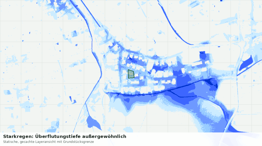Statische Kartenansicht: Starkregen: Überflutungstiefe außergewöhnlich