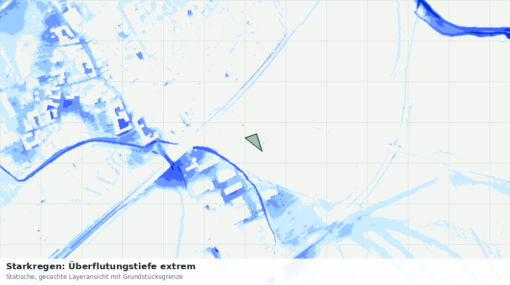Statische Kartenansicht: Starkregen: Überflutungstiefe extrem