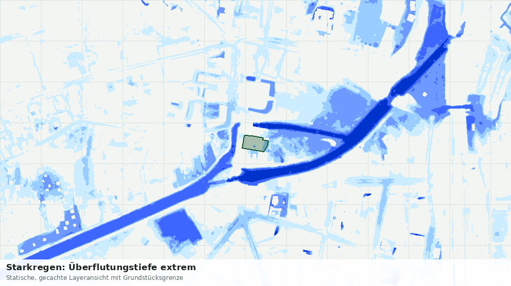 Statische Kartenansicht: Starkregen: Überflutungstiefe extrem