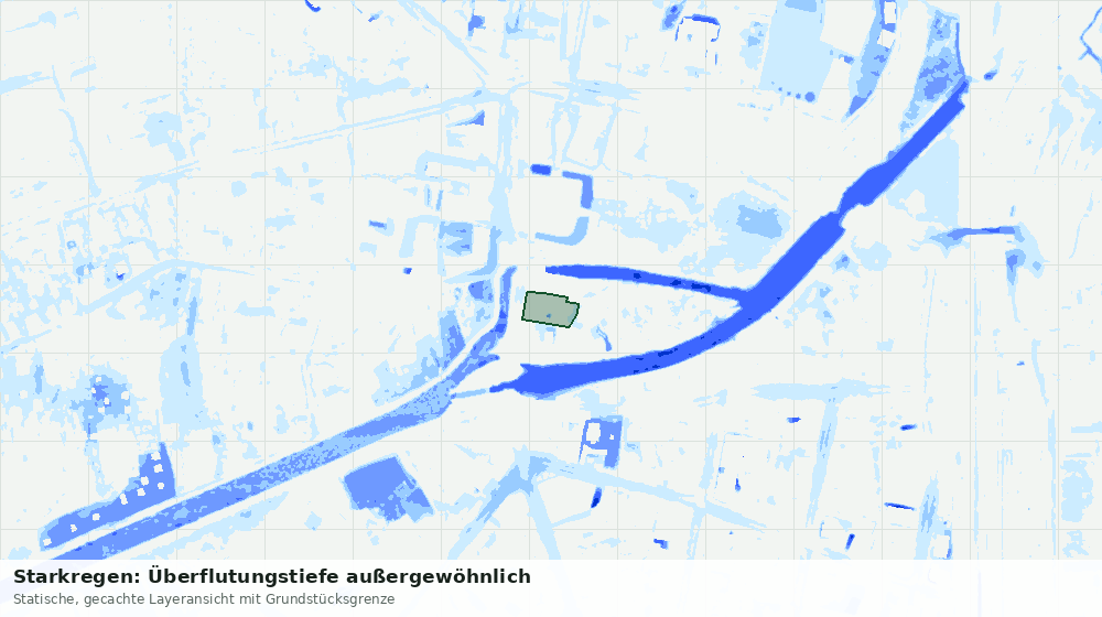 Statische Kartenansicht: Starkregen: Überflutungstiefe außergewöhnlich