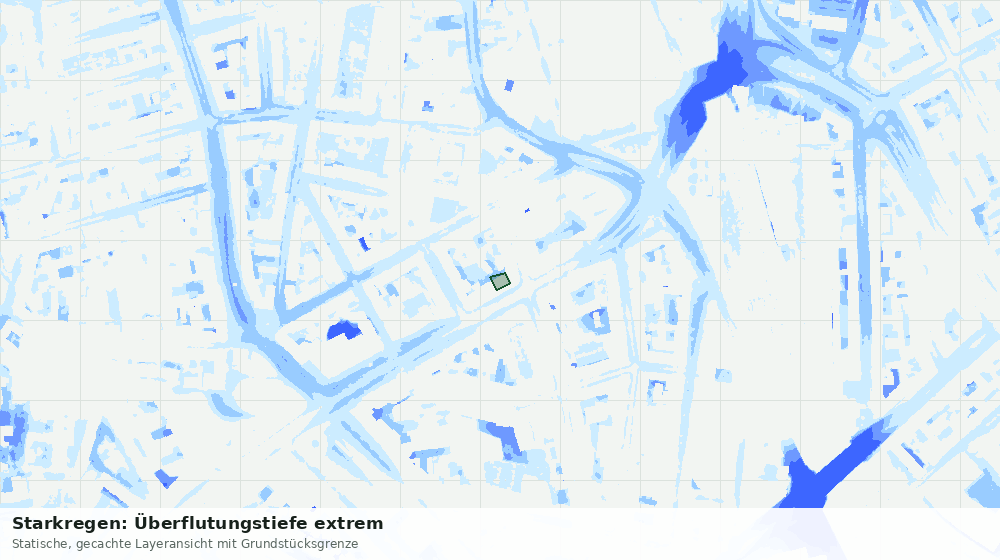 Statische Kartenansicht: Starkregen: Überflutungstiefe extrem