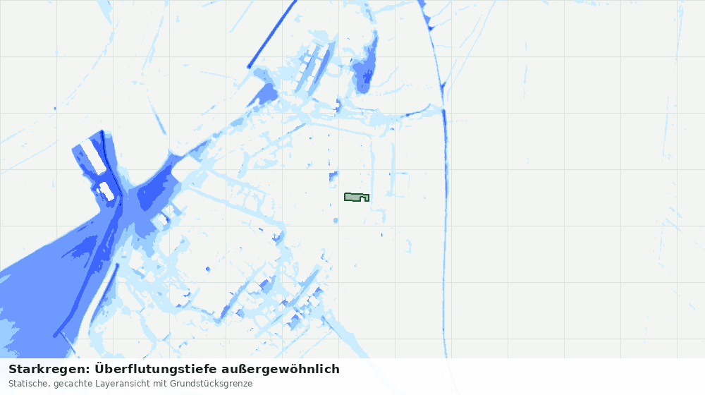 Statische Kartenansicht: Starkregen: Überflutungstiefe außergewöhnlich