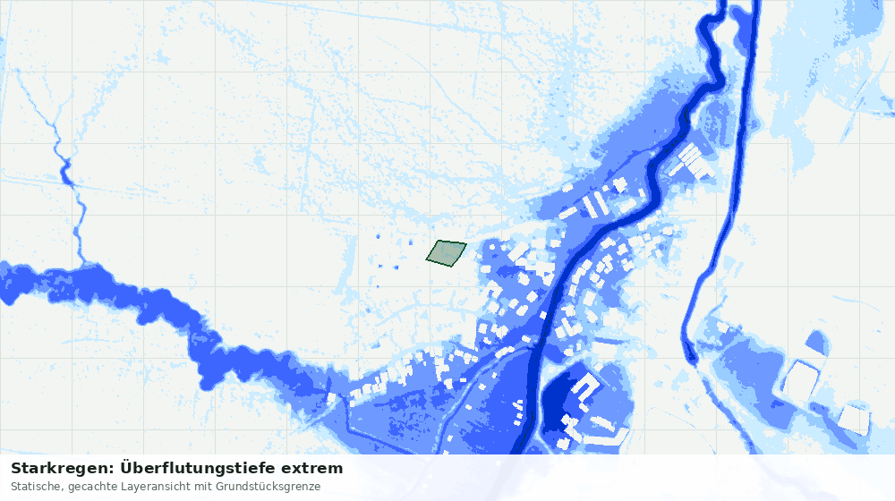 Statische Kartenansicht: Starkregen: Überflutungstiefe extrem