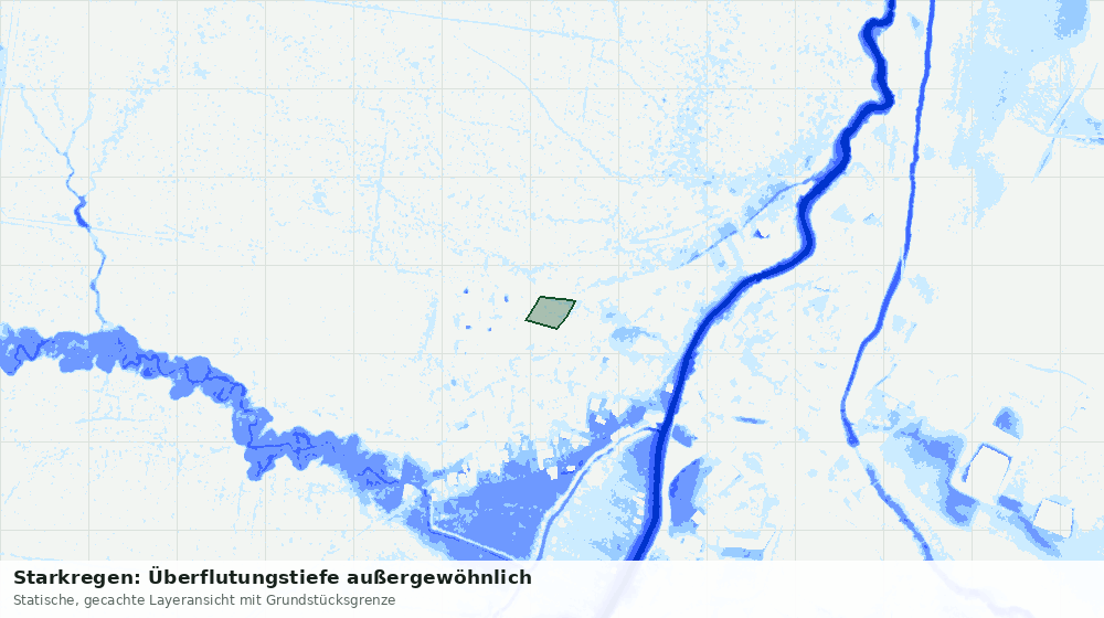 Statische Kartenansicht: Starkregen: Überflutungstiefe außergewöhnlich
