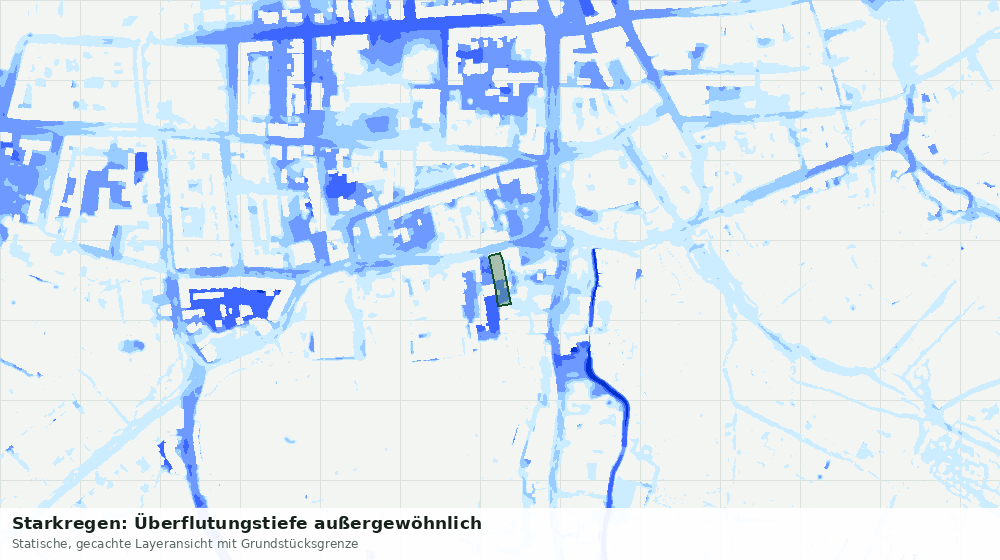 Statische Kartenansicht: Starkregen: Überflutungstiefe außergewöhnlich