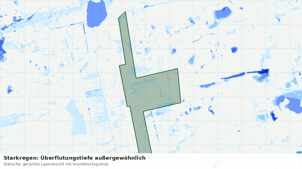 Statische Kartenansicht: Starkregen: Überflutungstiefe außergewöhnlich